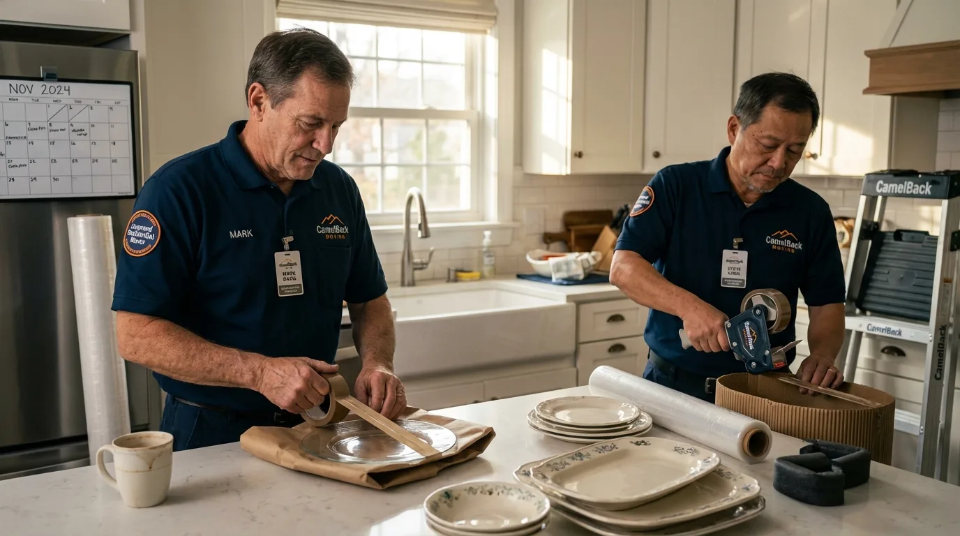 Professional crew packing kitchen dishware in Wewahitchka, FL